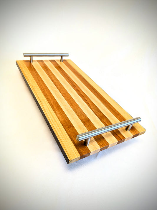 Experience the natural beauty and lasting durability of our handcrafted solid wood serving tray.